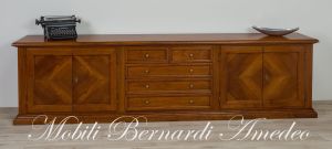Removable living room furniture in walnut wood with classic style doors and drawers